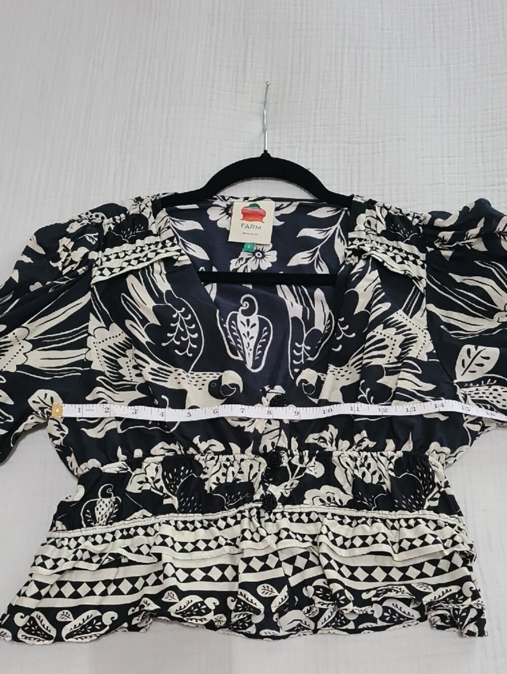 FARM Rio Black & Cream Floral Parrot Blouse - Picture 4 of 8